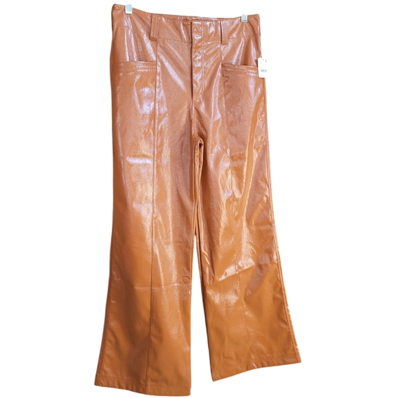 Free People Star Crossed Lovers Vegan / Faux Leather Pants Size - Picture 2 of 16